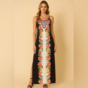 Boston Proper Black and White Floral Maxi Dress